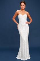 Olivia White Sequin Strapless Maxi Dress | Lulus
