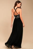 Lulus | Unforgettable Evening Black Lace Maxi Dress | Size Medium | 100% Polyester