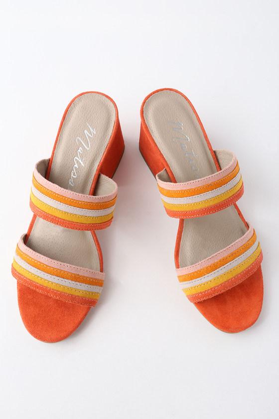 Matisse Bonita Fire Orange Genuine Suede Leather Mules | Lulus