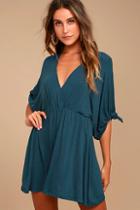 Lulus Bewitching Teal Blue Dress
