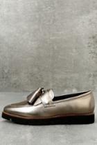 Steven By Steve Madden | Naomie Pewter Leather Pointed Toe Loafers | Size 6 | Beige | Rubber Sole | Lulus