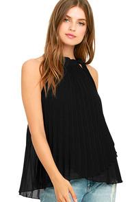 Lulus Style Starter Black Pleated Sleeveless Top