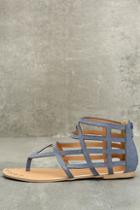 Qupid Amra Blue Denim Nubuck Gladiator Sandals