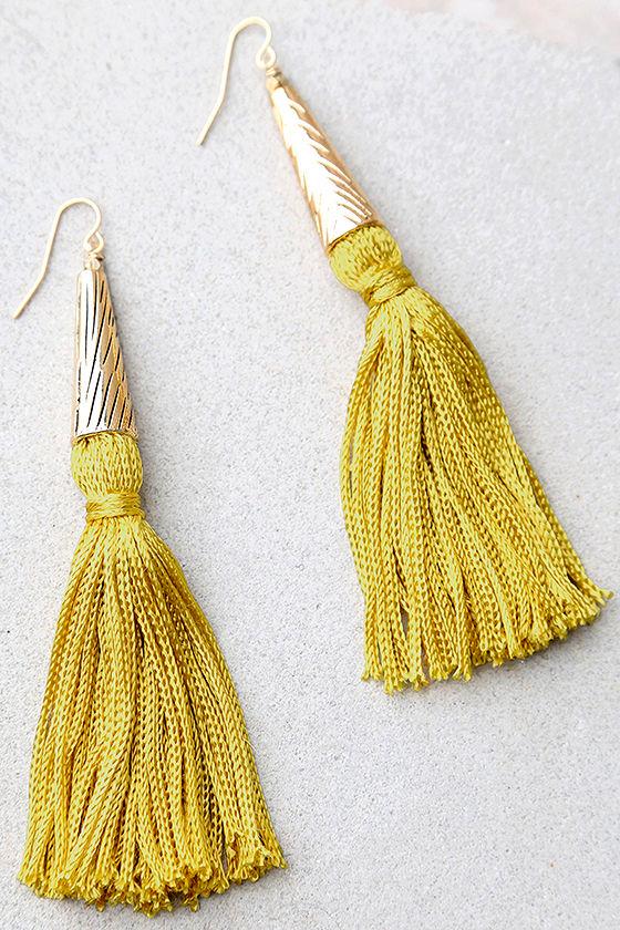 Vanessa Mooney | Claudette Mustard Yellow Tassel Earrings | Lulus