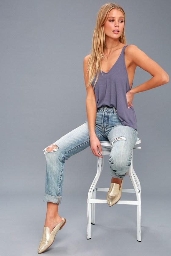Free People Dani Periwinkle Blue Ribbed Tank Top | Lulus