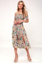 View From The Meadow Blush Floral Print Off-the-shoulder Dress | Lulus