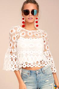 Lulus Nearness Of You White Crochet Crop Top