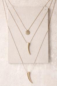 Lulus Running In The Wild Gold Layered Necklace