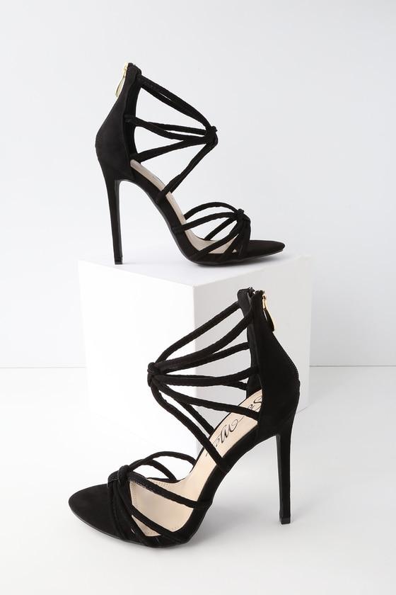 Machi Margarete Black Suede Caged Heels | Lulus