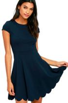 Lulus Proof Of Perfection Navy Blue Skater Dress