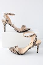 Hunter Taupe Snake Ankle Strap Heels | Lulus