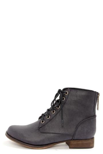 Georgia 43 Navy Blue Lace-up Ankle Boots