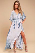 Seaside Dream Navy Blue And Lavender Tie-dye Maxi Dress | Lulus
