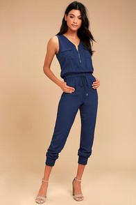 Olive & Oak Scarlett Navy Blue Jumpsuit