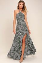 Lulus Mesmerized Black And White Print Maxi Dress