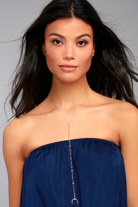 Lulus | Stardust Rose Gold Drop Necklace | Pink