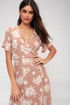 Posy For A Picture Mauve Pink Floral Print Wrap Maxi Dress | Lulus