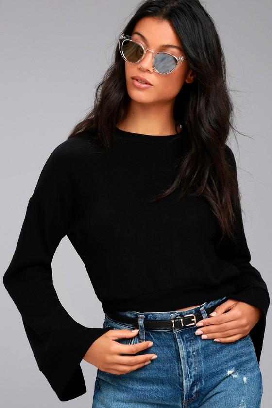 Project Social T | Louis Black Cropped Sweatshirt | Size Medium | Lulus