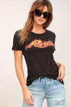 Chaser Poison Flames Washed Black Distressed Tee