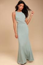 Lulus | Trista Grey Cutout Maxi Dress | Size Large | 100% Polyester