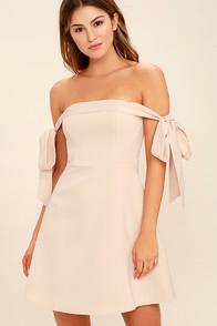 Keepsake Another World Beige Off-the-shoulder Dress