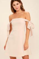 Keepsake Another World Beige Off-the-shoulder Dress