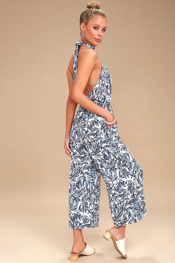 Tavik Copeland Blue And White Print Culotte Jumpsuit | Lulus