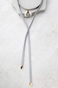 Lulus Positive Prediction Grey Wrap Necklace