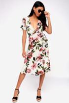 Maretta Cream Floral Print Wrap Midi Dress | Lulus