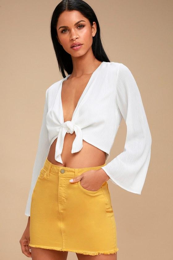 O2 Denim Pop And Lock Mustard Yellow Denim Mini Skirt | Lulus