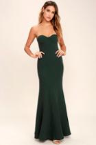 Lulus For Infinity Forest Green Strapless Maxi Dress