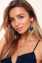Mailie Navy Blue And Gold Tassel Earrings | Lulus