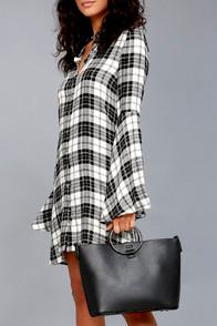 Lulus Gimme A Ring Black Ring Handle Tote