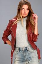 Veracci | Rebel With A Cause Red Vegan Leather Moto Jacket | Size Medium | 100% Polyester | Vegan Friendly | Lulus