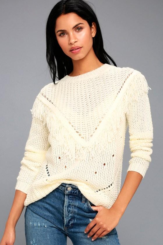 Nulabel Nulabel | Bess Cream Fringe Knit Sweater | Lulus