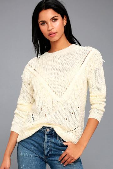 Nulabel Nulabel | Bess Cream Fringe Knit Sweater | Lulus