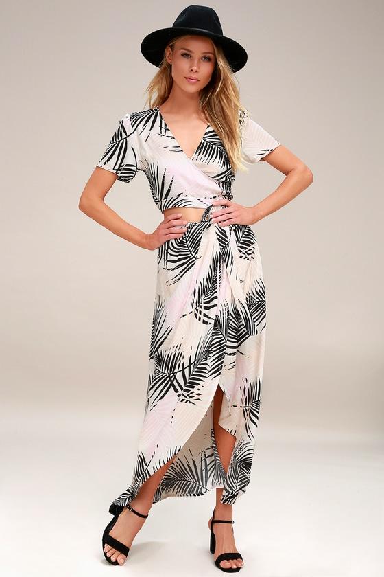 Minkpink Isla Cream Leaf Print Midi Skirt | Lulus