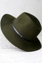 Lulus Wander About Olive Green Wool Fedora Hat