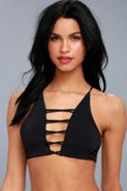 Makena Beach Black Lace-up Bikini Top | Lulus