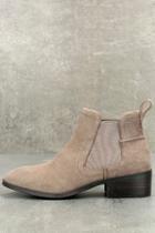 Steve Madden Dicey Taupe Suede Leather Ankle Booties