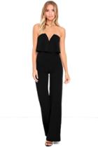 Lulus | Power Of Love Black Strapless Jumpsuit | Size X-small