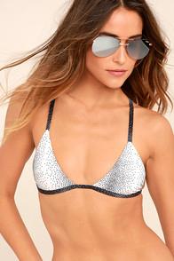 Tavik Zepplin Black And Cream Polka Dot Bikini Top