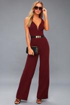 Stepping Out Wine Red Sleeveless Wide-leg Jumpsuit | Lulus