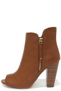 Breckelle's Sheela 11 Tan Peep Toe Booties