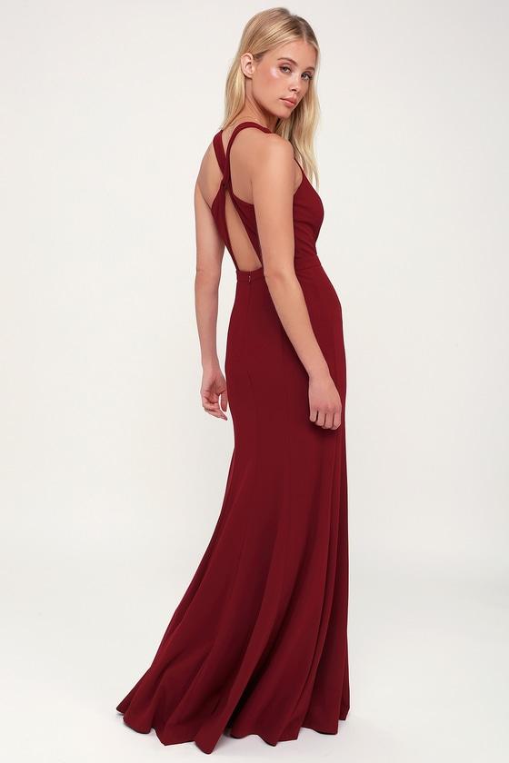 Always Be In Love Wine Red Twist-back Maxi Dress | Lulus
