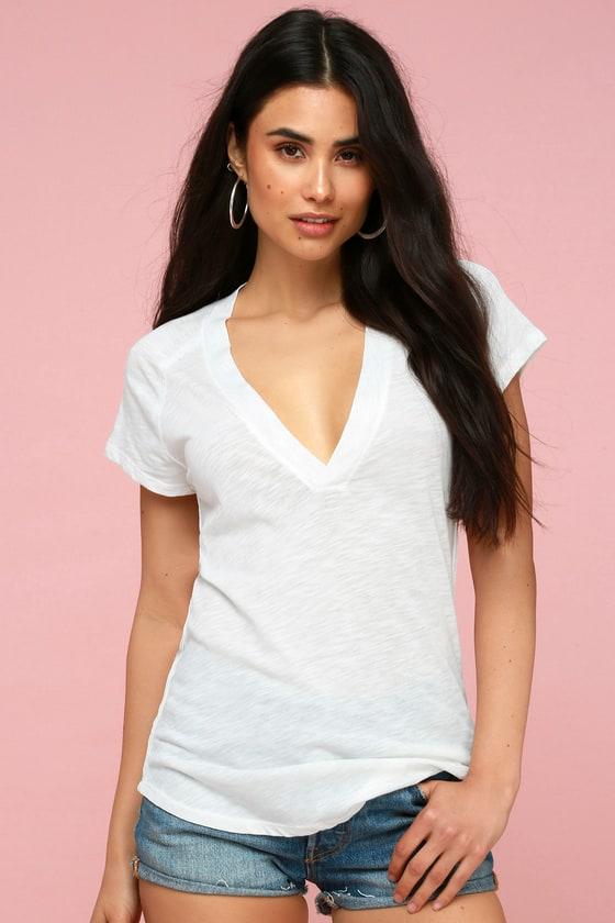 Free People Clementine White V-neck Tee | Lulus