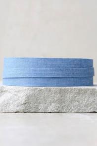 Lulus Done It Again Blue Denim Choker Necklace Set