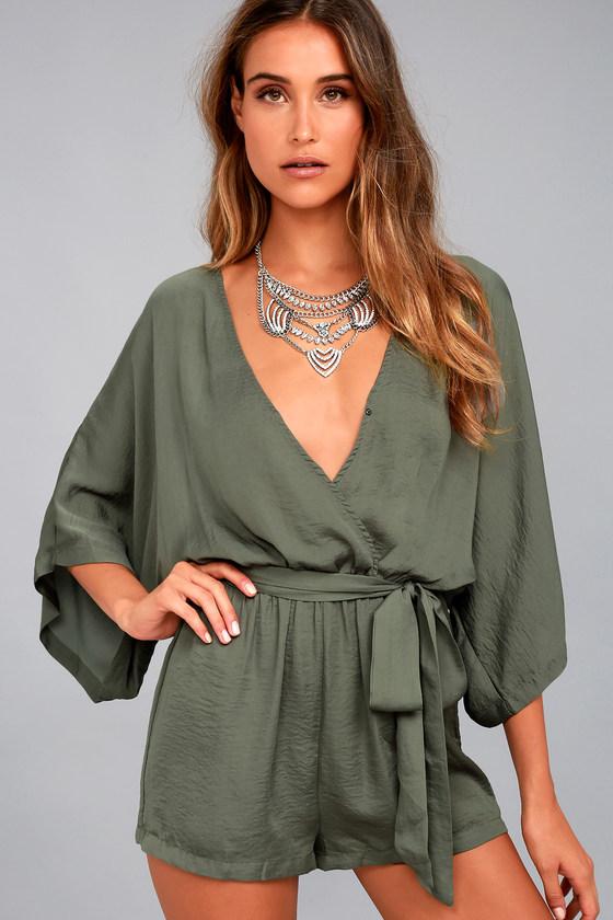 Ain't It Grand Olive Green Romper | Lulus