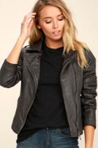 Black Swan Bella Washed Black Vegan Leather Moto Jacket | Lulus