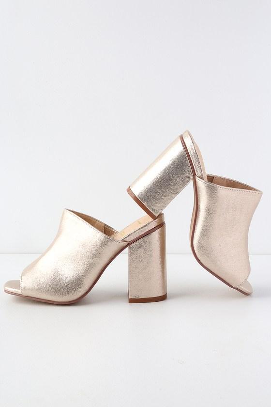 Raelynn Champagne Peep-toe Mules | Lulus